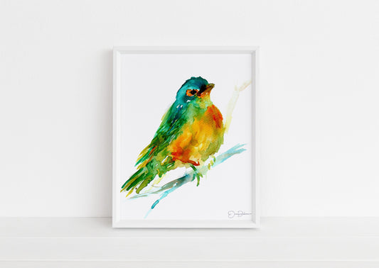 Watercolor Bird Instant Download  |  "Cooper the Green Bird by Jess Buhman, Printable 8" x 10" Watercolor Art, Digital Print, Print at Home