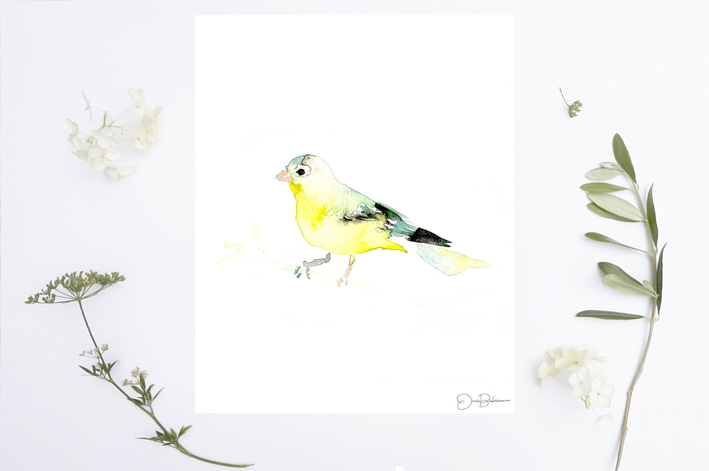 Watercolor Goldfinch Bird Instant Download  |  "Mellow Yellow" by Jess Buhman, Digital Print, Print at Home