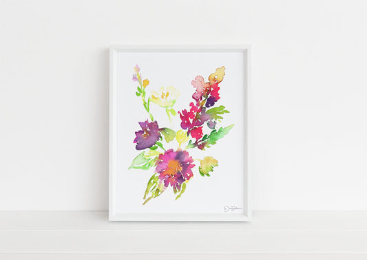 Watercolor Flowers Print | "Autumn Blooms" by Jess Buhman, Multiple Sizes, Select Your Size, Flower Painting, Abstract Floral Print