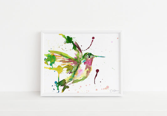 Hummingbird Watercolor Print  | "Hum Away With Me" by Jess Buhman, Multiple Sizes, Select Your Size, Cabin Art, Garden Decor, Bird Art