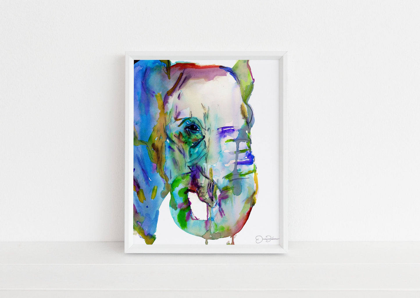 Elephant Watercolor Print  | "Elephun" by Jess Buhman, Elephant Painting, Elephant Print, Nursery Art, Jungle Art, Zoo Animal Art