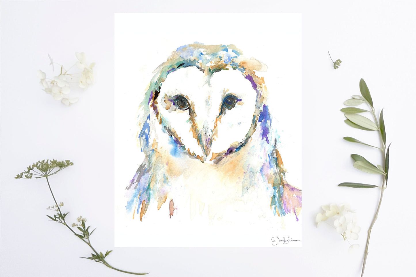 Barn Owl Watercolor Print | "Barn Owl" by Jess Buhman, Multiple Sizes, Wall Art, Nursery Painting, Home Decor, Choose Your Size