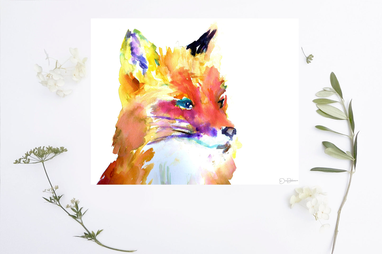 Fox Watercolor Print | "Foxy Brown" by Jess Buhman, Print of Fox Painting, Fox Illustration, Abstract Fox Art, Baby Fox Art, Nursery Print