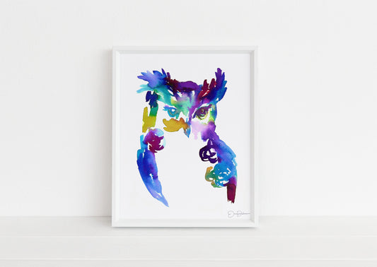 Owl Watercolor Print | "Oliver the Owl" by Jessica Buhman, Multiple Sizes, Select Your Size, Woodland Nursery Art, Forest Animal Art