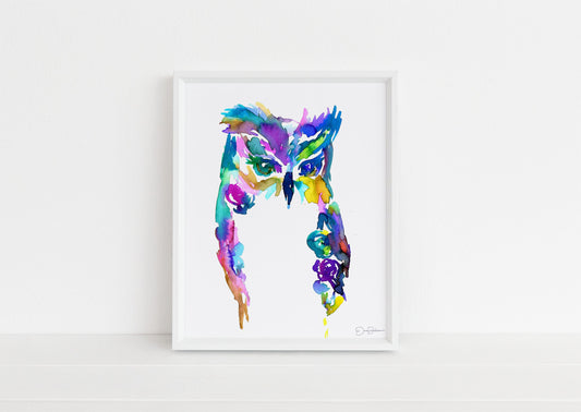 Owl Watercolor Print | "Give A Hoot" by Jessica Buhman, Digital Download, Print Yourself, Bird Painting, Wall Art, Home Decor