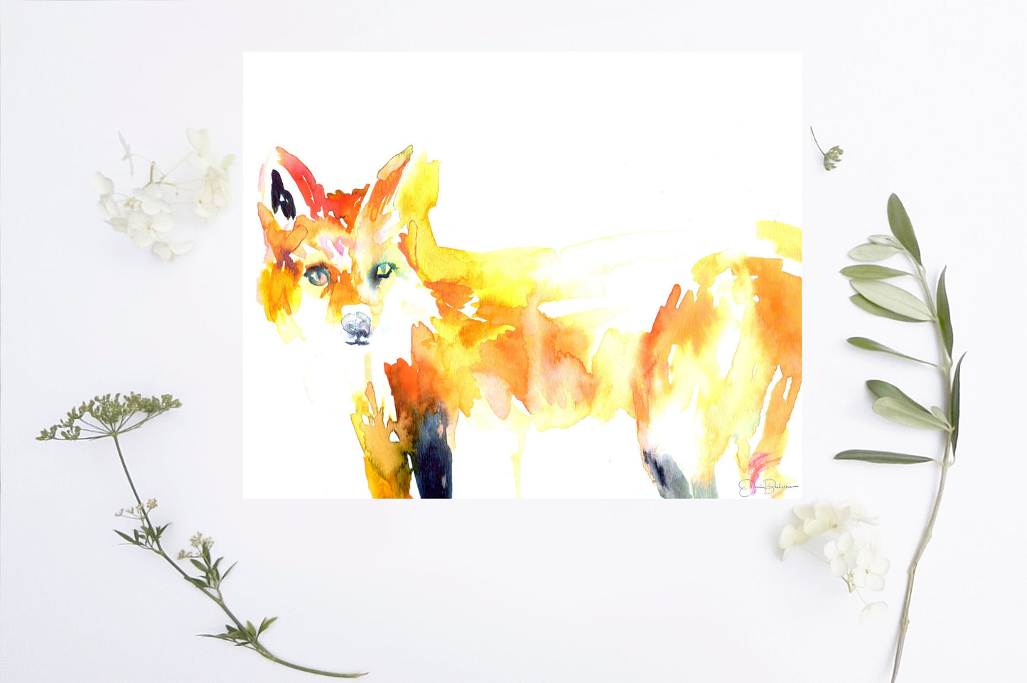Fox Print Digital Download, "Fivel the Fox" by Jess Buhman, Instant Download, Print at Home, Watercolor Animal, Nursery Art