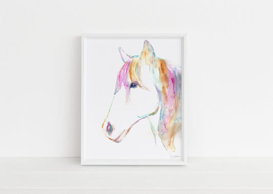 Horse Watercolor Print Instant Download | "Petey the Horse" by Jess Buhman, 8" x 10" Digital File, Print at Home