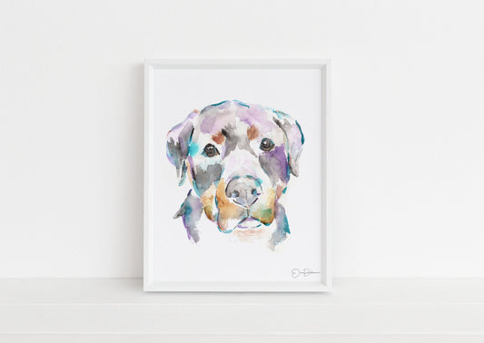Watercolor Dog Rottweiler Print  |  "Clyde the Rottweiler" Dog painting, Print of Rottweiler, Dog Illustration, Custom Dog Painting