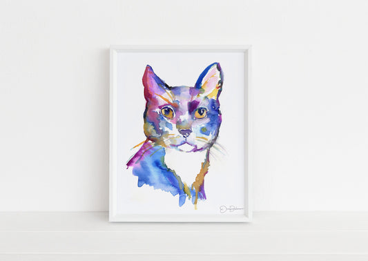 Cat Watercolor Painting  | "Wolfgar" by Jessica Buhman, Multiple Sizes, Select Your Size, Black Cat Painting, Black Cat Watercolor