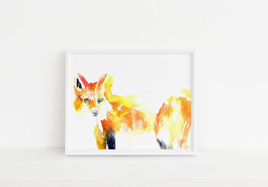 Fox Print Digital Download, "Fivel the Fox" by Jess Buhman, Instant Download, Print at Home, Watercolor Animal, Nursery Art