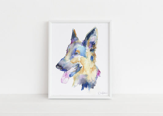 German Shepherd Watercolor Print | "German Shepherd" by Jess Buhman, Multiple Sizes, Choose Your Size, Dog Watercolor, Abstract Dog Painting