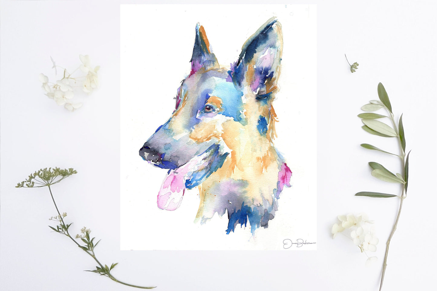 German Shepherd Watercolor Print Instant Download | "Gemma the German Shepherd" by Jess Buhman, 8" x 10" Digital File, Dog Lover Gift