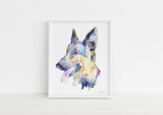 German Shepherd Watercolor Print Instant Download | "Gemma the German Shepherd" by Jess Buhman, 8" x 10" Digital File, Dog Lover Gift