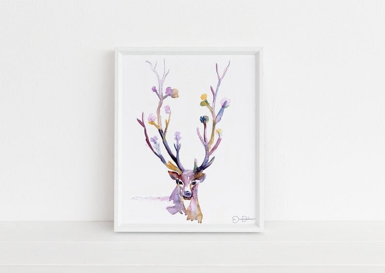 Buck Watercolor Print | "Buck Up" by Jess Buhman, Select Your Size, Deer Watercolor Painting, Nursery Art, Nursery Watercolor, Deer Art