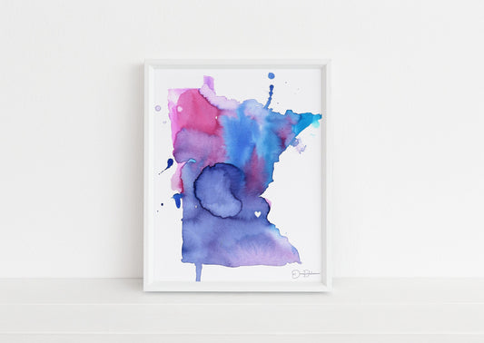 Watercolor Minnesota State Print Digital File  | "Twin Cities Love," by Jess Buhman, 8" x 10" Digital File, Printable Art, MN Art