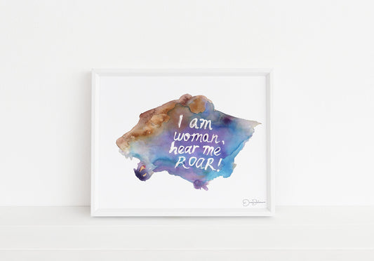 Lion Watercolor Digital Download Print |  "I am Woman" by Jess Buhman, Instant Download, Lioness Painting, Feminist Art, Girl Power
