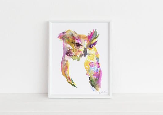 Owl Watercolor Print | "Give A Hoot" by Jessica Buhman, Digital Download, Print Yourself, Bird Painting, Wall Art, Home Decor