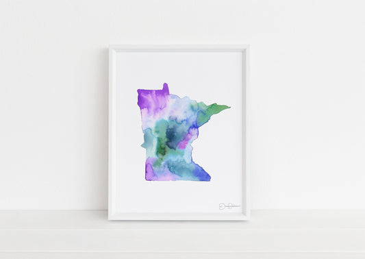 Watercolor Minnesota State Print Digital File  | "Northern Lights," by Jess Buhman, 8" x 10" Digital File, Printable Art, MN Art