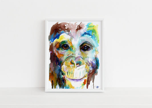 Chimp Monkey Watercolor Digital Download | "Chimp Off the Old Block" by Jess Buhman, Instant Download, Print at Home, Monkey Art, Nursery