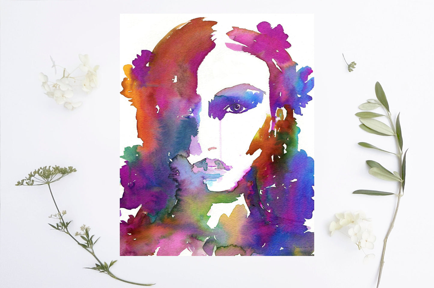 Watercolor Woman Face | "Scarlette" by Jess Buhman, Multiple Sizes, Select Your Size, Watercolor Portrait, Fashion Illustration, Minimal Art