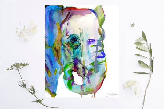 Elephant Watercolor Digital Download | "Elephun" by Jess Buhman, Instant Download, Print at Home, Elephant Painting, Nursery Art
