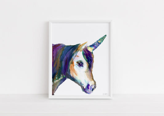 Unicorn Watercolor Print | "Ulysses the Unicorn" by Jess Buhman, Select Your Size, Multiple Sizes, Nursery Decor