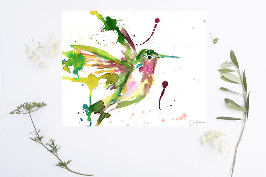 Watercolor Hummingbird Painting Tutorial 30 Minute Watercolor Painting Class, Taught by Jess Buhman, Digital 8" x 10" Print Included