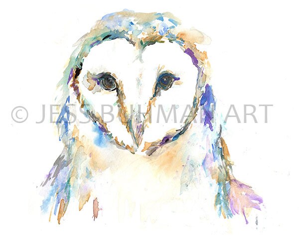 Barn Owl Watercolor Print | "Barn Owl" by Jess Buhman, Multiple Sizes, Wall Art, Nursery Painting, Home Decor, Choose Your Size