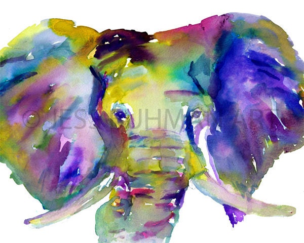 Elephant Watercolor Print | "Ellie" by Jess Buhman, Multiple Sizes, Select Your Size, Safari Art, Zoo Animal Print, Nursery Art