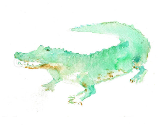 Alligator Print, Watercolor Alligator Art, 8 x 10 Print, Alligator Painting, Print of Alligator, Watercolor Animal, Nursery Art, Zoo Animal