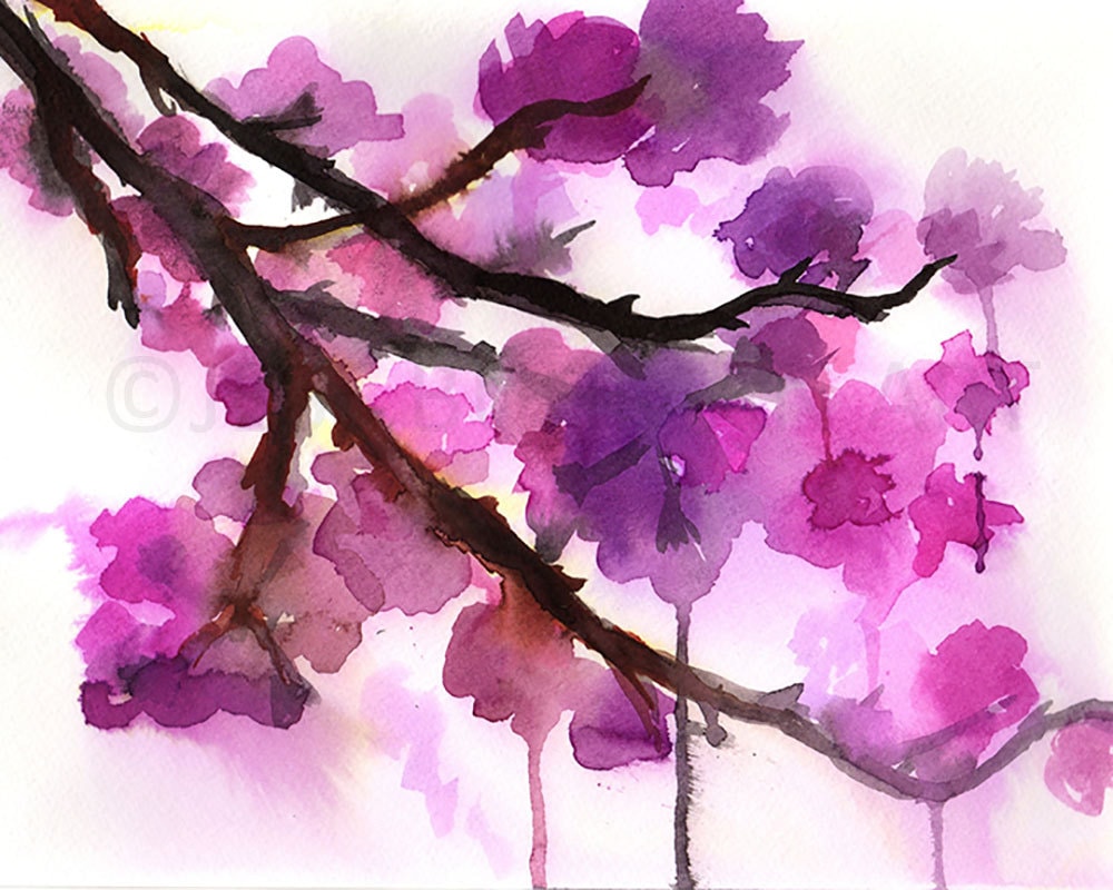 Cherry Blossoms Watercolor Painting Print, "Cherry Blossoms" by Jess Buhman, Multiple Sizes, Select Your Size, Watercolor Flowers