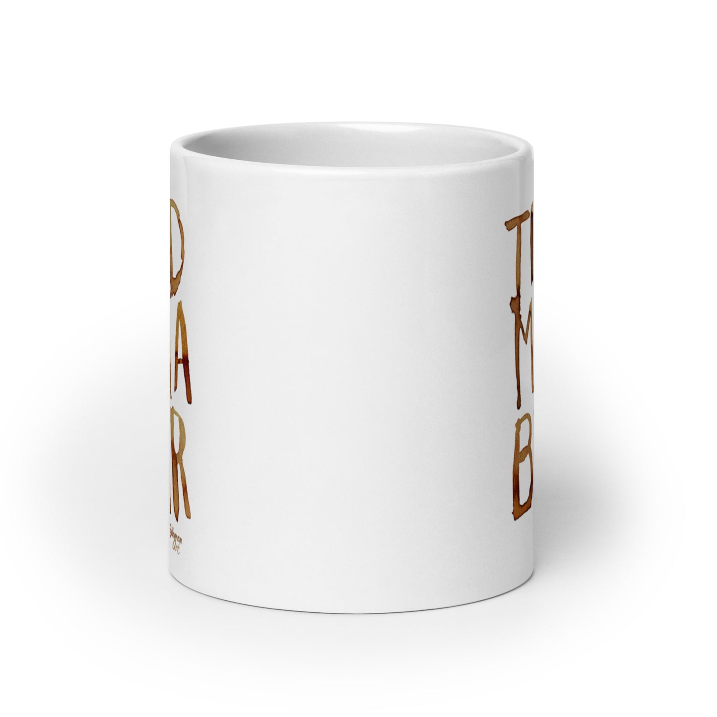 Tired Mama Bear White glossy mug